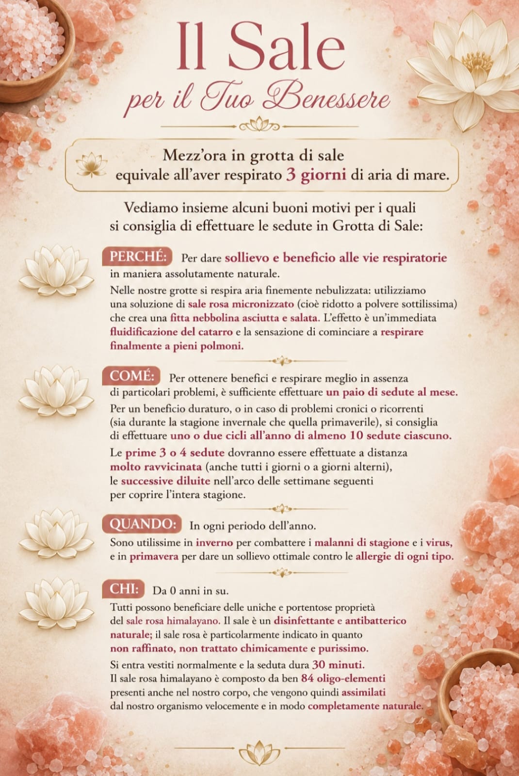 Locandina informativa Il Sale per il tuo benessere